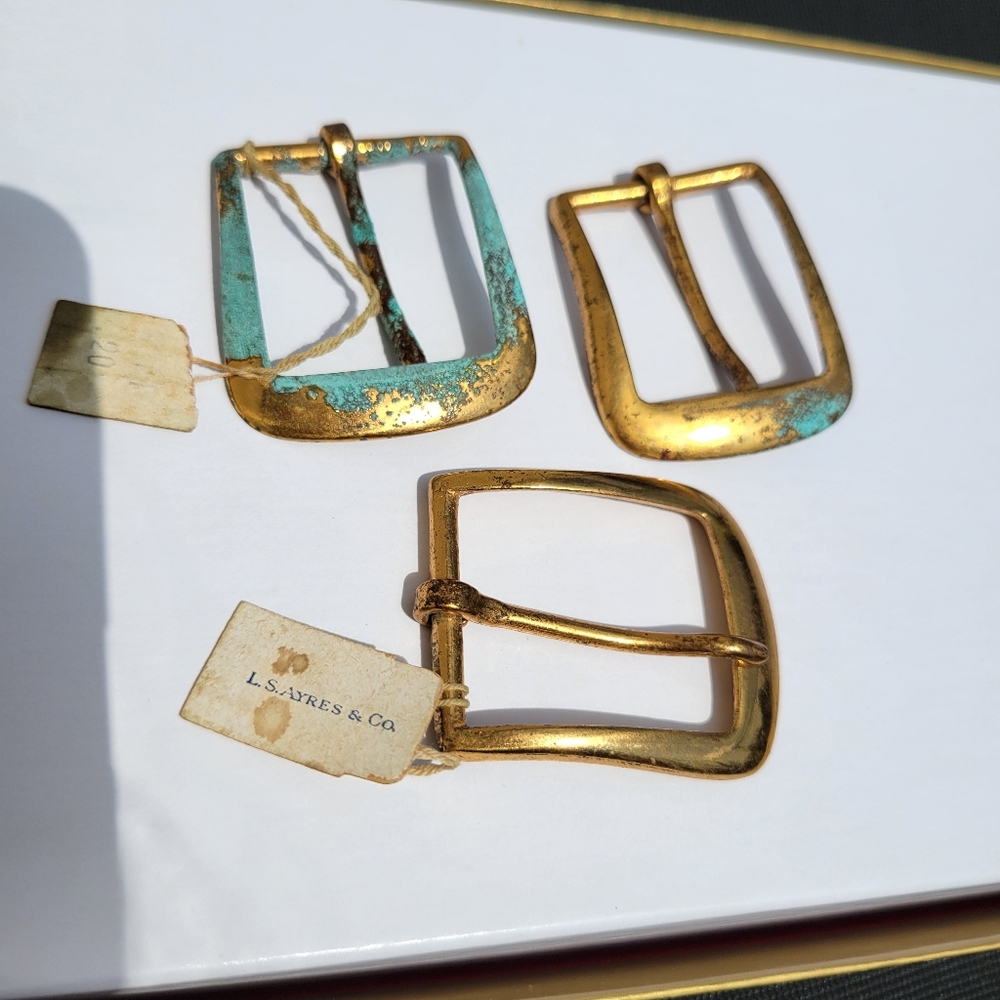 Bronze Buckle Trio ~ L.S. Ayres & Co. Vintage Antique? ~ Original Tag ~ *NOTE - Picture 13 of 16
